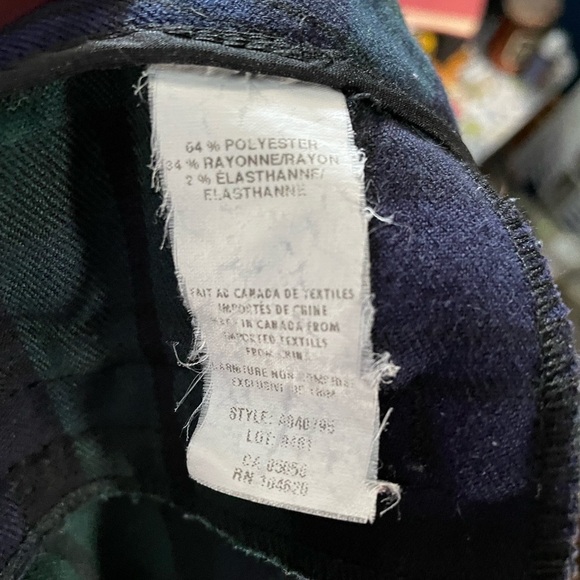 Vintage Jacob Green/Navy Tartan Low-Rise Ankle Pant 2 - Picture 5 of 7